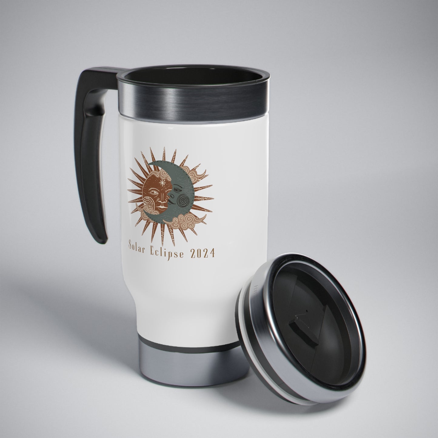 Solar Eclipse Stainless Steel Travel Mug with Handle, 14oz